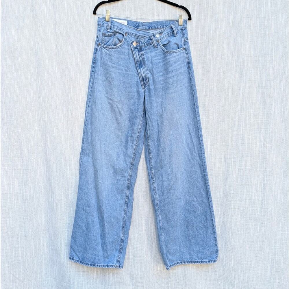 Zara Light Blue Wide Leg Flare Jeans - Picture 2 of 8